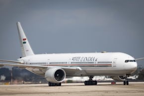 The official aircraft carrying Indian Prime Minister Narendra Modi lands at Ben Gurion International Airport near Tel Aviv at the start of his official visit to Israel on February 25, 2026. 