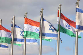 The flags of Israel and India flutter as Narendra Modi makes a state visit to Israel, outside of the Knesset, in Jerusalem, February 25, 2026