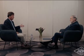 Tucker Carlson and Mike Huckabee speak in a Feb. 19, 2026, interview filmed at Ben Gurion Airport in Israel and released by Carlson online.