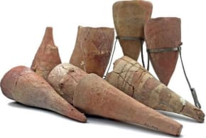 Cone-shaped clay vessels, known as cornets, found across hundreds of sites in Israel and Jordan, February 27, 2026.