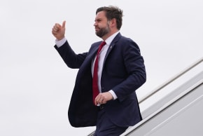 US Vice President JD Vance steps off Air Force Two at Central Wisconsin Airport on Feb. 26, 2026 in Mosinee, Wisconsin. 