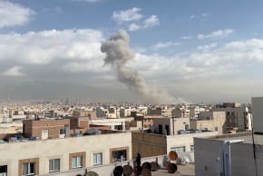 Smoke rises following an explosion, after Israel's Defence Minister Israel Katz said Israel had launched a pre-emptive attack against Iran, in Tehran, Iran February 28, 2026