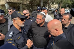 National Security Minister Itamar Ben-Gvir arrived at the scene of the missile impact in central Israel on Sunday, March 1, 2026