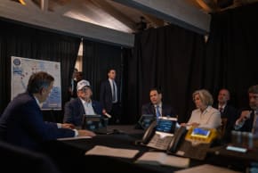 US President Donald Trump, Secretary of State Marco Rubio, and CIA Director John Ratcliffe meet in Mar-a-Lago, Florida, to oversee Operation Epic Fury, February 28, 2026.