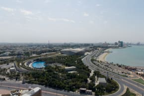 A drone view shows Kuwait City, in the aftermath of strikes by Israel and the US on Iran, in Kuwait, February 28, 2026.