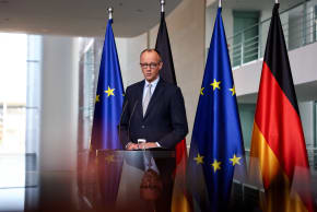 German Chancellor Friedrich Merz makes a statement on the situation in the Middle East, after Israel and the US launched strikes on Iran, at the chancellery in Berlin, Germany, March 1, 2026.
