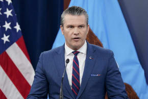 US Secretary of Defense Pete Hegseth holds a briefing amid the US-Israeli conflict with Iran, at the Pentagon in Washington, March 2, 2026.