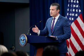 US Secretary of Defense Pete Hegseth holds a briefing amid the US-Israeli conflict with Iran, at the Pentagon in Washington, March 2, 2026.