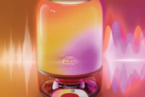 From the outside, it looks like an ordinary table lamp, but inside hides a JBL speaker.