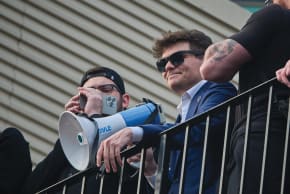 Nick Fuentes, professional incel, attends a rally instead of doing his laundry.