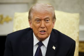 US President Donald Trump speaks during a bilateral meeting with German Chancellor Friedrich Merz in the Oval Office of the White House on March 03, 2026 in Washington, DC.