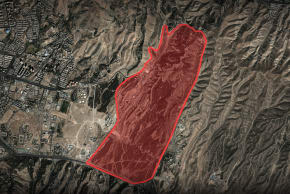Screengrab of an IDF graphic showing the covert ‘Minzadehei’ Iranian nuclear compound struck by the IDF on March 3, 2026.