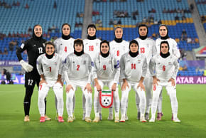 MEMBERS OF the Islamic Republic of Iran team pose prior to the AFC Women's Asian Cup Group A match between South Korea and Iran at Robina Stadium on the Gold Coast, Australia, March 2, 2026. 