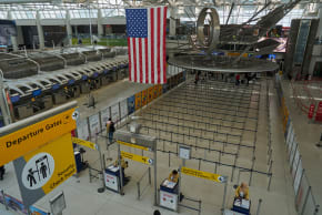 Security lines inside Terminal 1 at John F. Kennedy (JFK) International Airport, amid the U.S.-Israel conflict with Iran, in New York City, U.S., March 2, 2026.