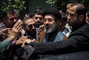 Mojtaba Khamenei (C), the son of the Iranian Supreme Leader Ayatollah Ali Khamenei, participates in the annual Quds Day rally in Tehran, Iran, on May 31, 2019.  