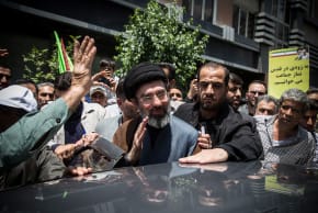  Mojtaba Khamenei (C), the son of the Iranian Supreme Leader Ayatollah Ali Khamenei, participates in the annual Quds Day rally in Tehran, Iran, on May 31, 2019.