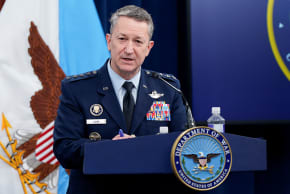 Chairman of the Joint Chiefs of Staff General Dan Caine holds a briefing amid the US-Israeli conflict with Iran, at the Pentagon in Washington, March 2, 2026.