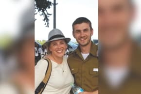 The two artists whose work is in the ‘Yakir’s Light’ exhibition: Chaya Hexter and her son Yakir Hexter, who served as a combat engineer in the 8219th Battalion of the Commando Special Forces Unit and was killed in Gaza in January 2024.