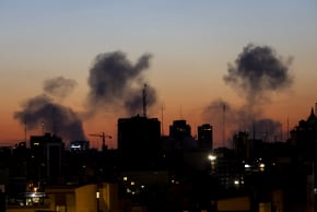 Smoke rising from a recent airstrike on March 6, 2026 in Tehran, Iran.