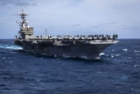 The Nimitz-class aircraft carrier USS George H.W. Bush (CVN 77) transits the Atlantic Ocean, Feb. 15, 2026. 