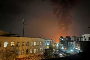 Smoke rises following an explosion in Tehran, amid the US-Israeli conflict with Iran, March 7, 2026. Picture taken with a mobile phone.