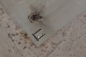 A satellite image of destroyed radar system at Zahedan airbase
