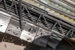  A construction site in central Israel that was hit by a missile from Iran, March 9, 2026.