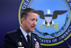 Chairman of the Joint Chiefs of Staff General Dan Caine speaks during a news conference at the Pentagon on March 2, 2026 in Arlington, Virginia.