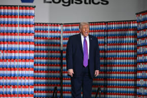 US President Donald Trump arrives to speak at Verst Logistics in Hebron, Kentucky, on March 11, 2026. 