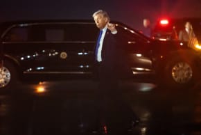 US President Donald Trump gestures as he arrives at Palm Beach International Airport on March 13, 2026 in West Palm Beach, Florida; illustrative.