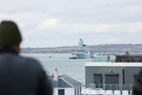 Royal Navy destroyer HMS Dragon on the day it departs, heading to the Eastern Mediterranean to bolster British defences in the region, in Portsmouth, Britain, March 10, 2026.