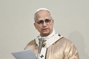 Pope Leo XIV speaks to devotees while leading Mass during a pastoral visit to the Sacred Heart of Jesus Parish in Ponte Mammolo on the Fourth Sunday of Lent, in Rome on March 15, 2026.