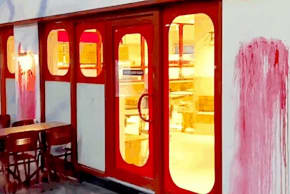 Red paint was splattered on the entrance to a north London branch of Gail's, a popular bakery chain founded by Israelis.