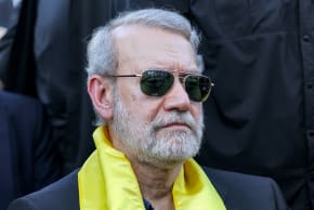  Iran's security chief Ali Larijani attends a ceremony by the Lebanese Shiite movement Hezbollah marking the first anniversary of Israel's assassination of their longtime leader Hassan Nasrallah, in Beirut's southern suburbs on September 27, 2025. 