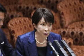 Japanese Prime Minister Sanae Takaichi speaks during a House of Councillors Budget Committee session in Tokyo on March 18, 2026. 