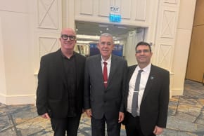 From right: Israeli Society for Quality chairman Sharon Anker, Israel Aerospace Industries chairman Boaz Levy, and Israel Export Institute chairman and Lauder Employment Centers in Israel chairman Avi Balashnikov.