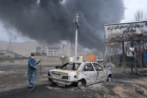 Plumes of smoke rise over the oil depot tanks hit by joint Israel-U.S. over night in a station north west of the capital on March 8, 2026 in Tehran, Iran; illustrative.