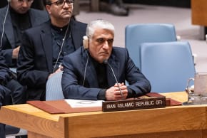 Ambassador Amir-Saeid Iravani of Iran attends Security Council meeting on the situation in the Middle East as members vote on two draft resolutions regarding the current crisis in the Middle East on March 11, 2026.