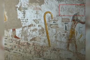 Screengrab of Indian graffiti in a tomb in the Valley of the Kings, Luxor, Egypt, March 20, 2026.