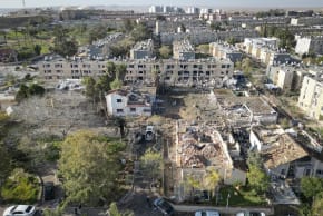 The scene where a missile fired from  Iran toward Israel caused damage to residential buildings in the southern Israeli city of Dimona, March 22, 2026.