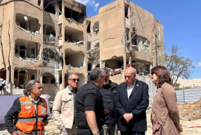 State Comptroller Matanyahu Englman at the site of an Iranian missile impact in southern Israel. March 22, 2026.