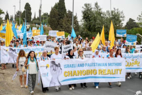 Israeli and Palestinian mothers belonging to the Women Wage Peace organization march for a political horizon to the Israeli-Palestinian conflict. 