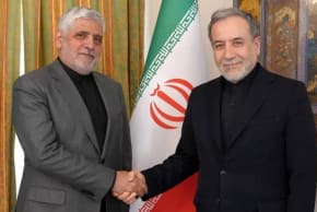 Iran’s ambassador-designate to Lebanon Mohammad Reza Sheibani with Iranian Foreign Minister Abbas Araghchi.