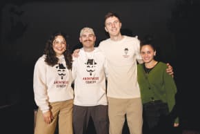 (L TO R) Ana Vincenti, Moe Braun, Martin Winiar, and Hanna Castiel TLV fan Stav Setty.