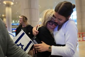 New immigrants from North America arrive at Israel's Ben-Gurion Airport on March 25, 2026.