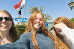 Jenn Lewin (left) and daughters  in taba. (photo credit: Courtesy Lewin Family)