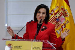 Spain's Defence Minister Margarita Robles gestures as she speaks during the ceremony of the Soldado Idoia Rodriguez 2026 award, at the Ministry of Defence, in Madrid, Spain, March 19, 2026.