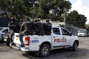 Haitian security forces partrol the Prime Minister's office and the headquarters of the Transitional Presidential Council (CPT) in Port-au-Prince, Haiti, February 6, 2026.