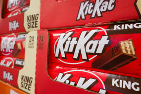 Cases of Kit Kat are displayed at a Costco Wholesale store on July 12, 2025 in San Diego, California.