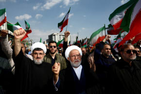 People attend a funeral ceremony for the Islamic Revolutionary Guards Corps Navy Commander Alireza Tangsiri, who was killed in strikes, amid the US-Israeli conflict with Iran, in Tehran, Iran, April 1, 2026.